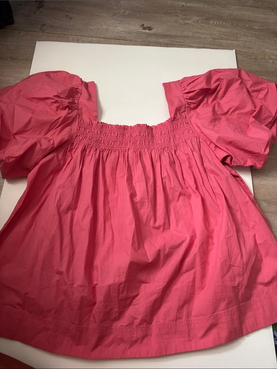 Anthropologie Tops - Maeve by Anthropologie Hot Pink Puff-Sleeve Square Neck Blouse